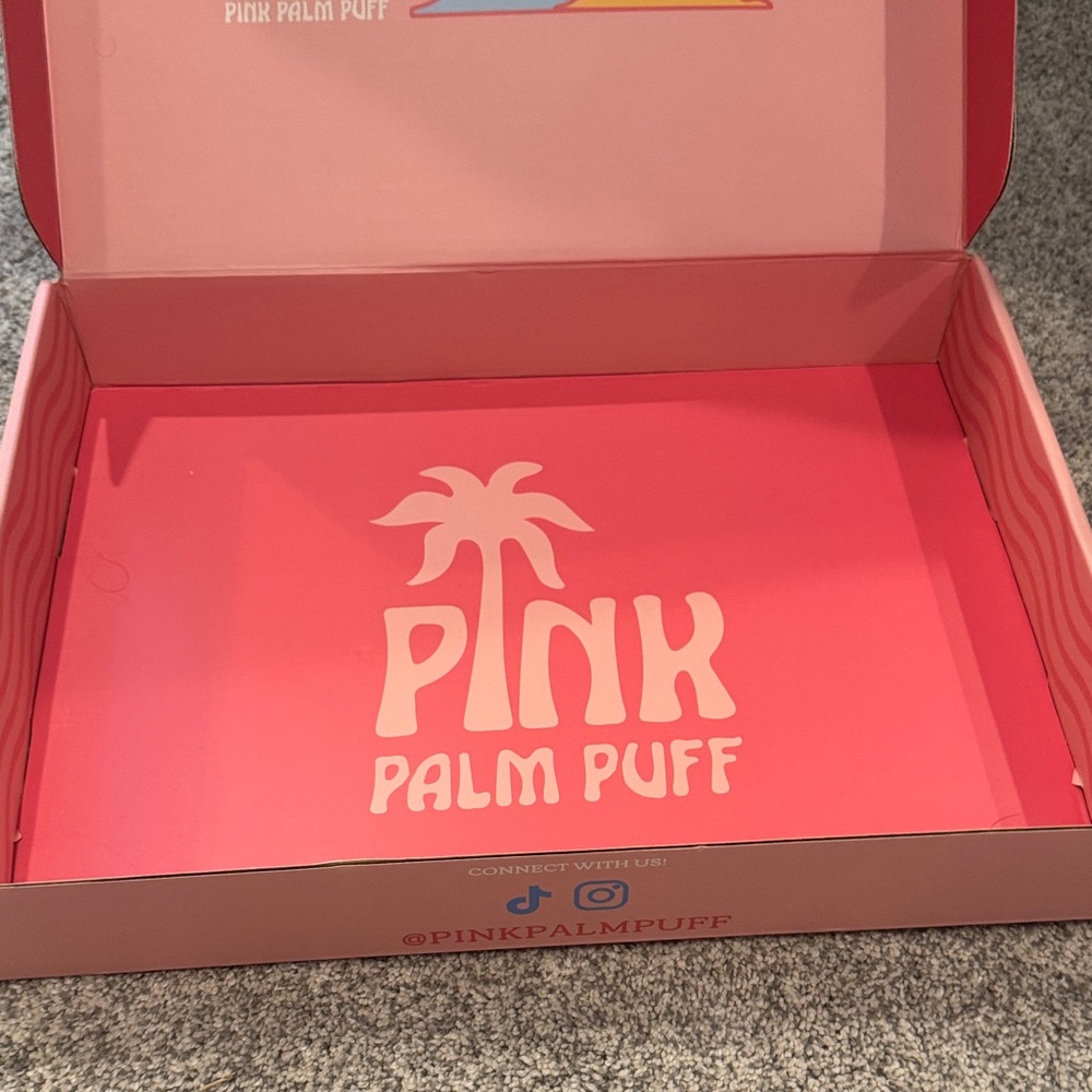 Pink Palm Puff Decorative Box - Multicolor - Picture 6 of 7